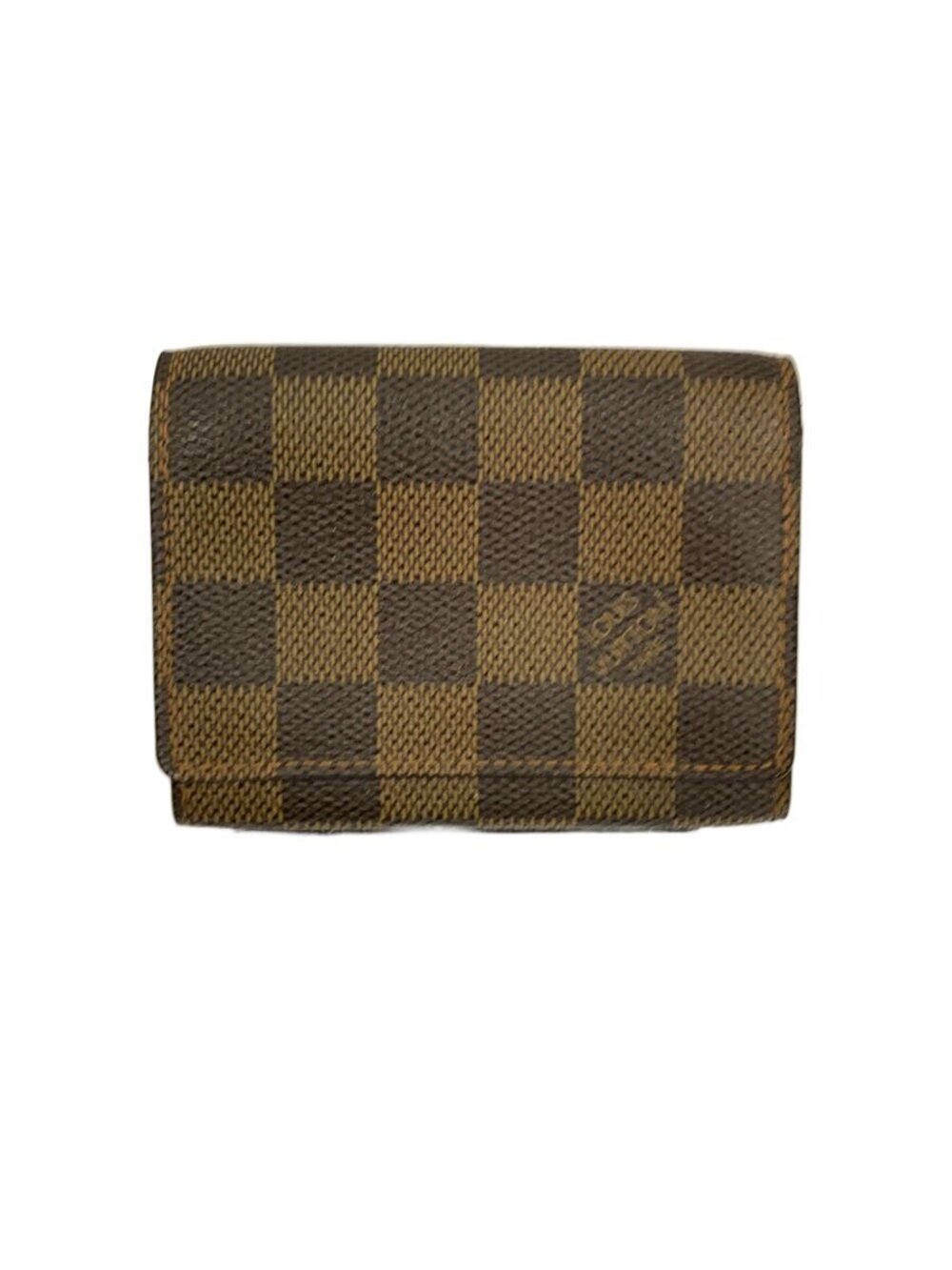 LOUIS VUITTON Envelope Wallet Carte de Visite Damier Ebene Brown Leather Brown